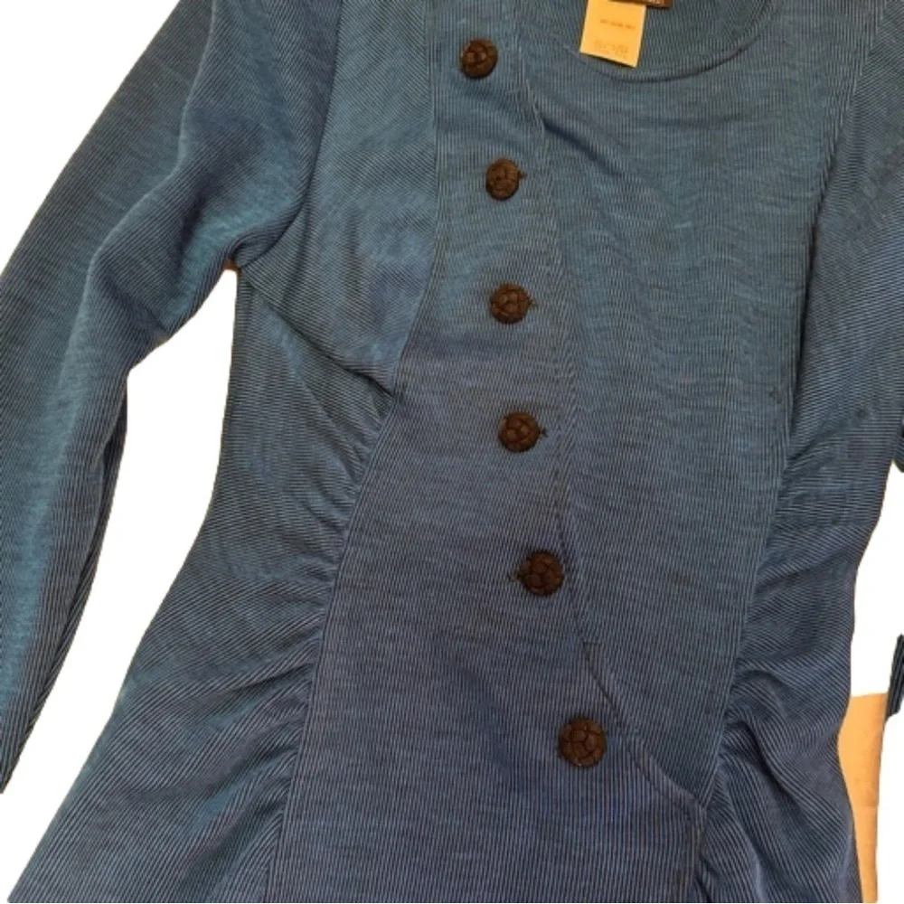 All That Jazz Vintage 90's Navy Midi Dress Size 5/6 Puffed Sleeve Shoulder Pads - Picture 13 of 14